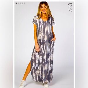 Charcoal Tie Dye Maternity Maxi Dress